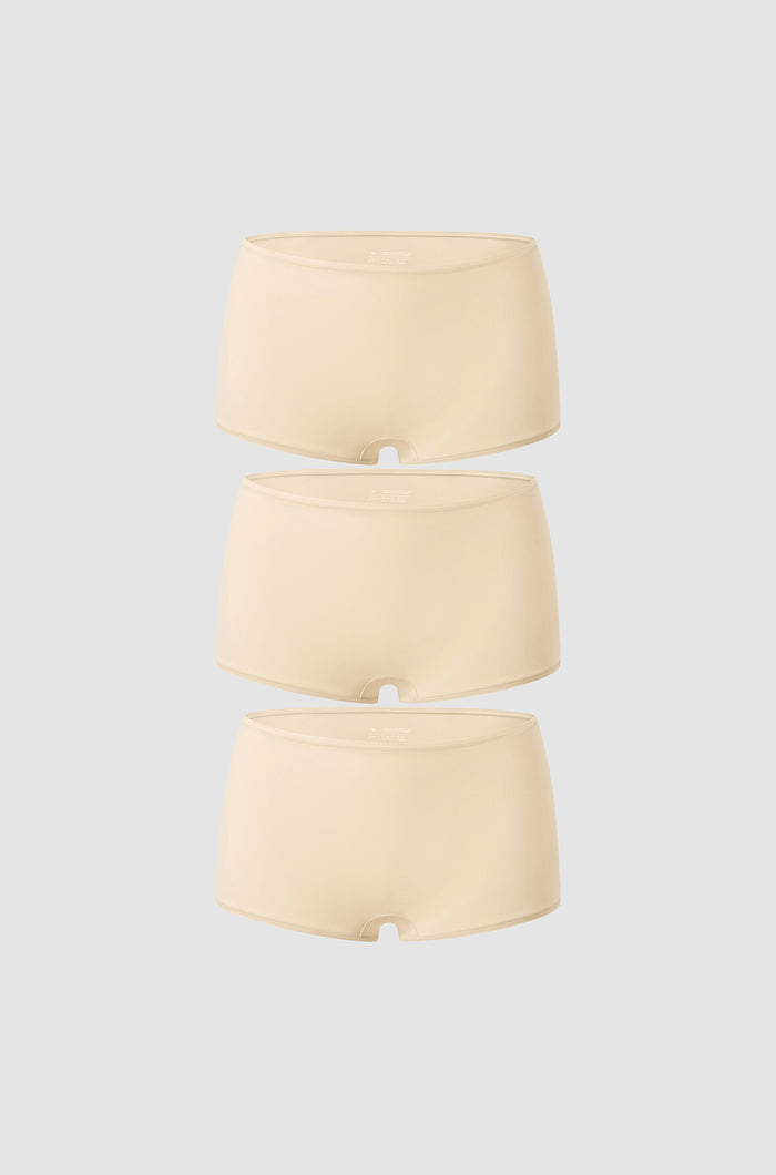 Women's Soft Mid Waist Boy Shorts 3 Pack Light Oatmeal (3pack)