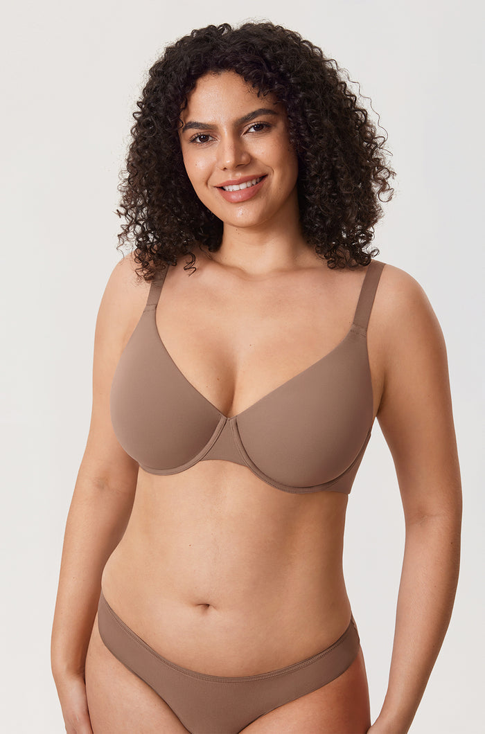 Women's Everyday Plunge Underwire Bra Brown Purple