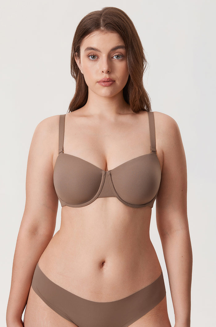 Women's Everyday Underwire Balconette Bra Brown Purple