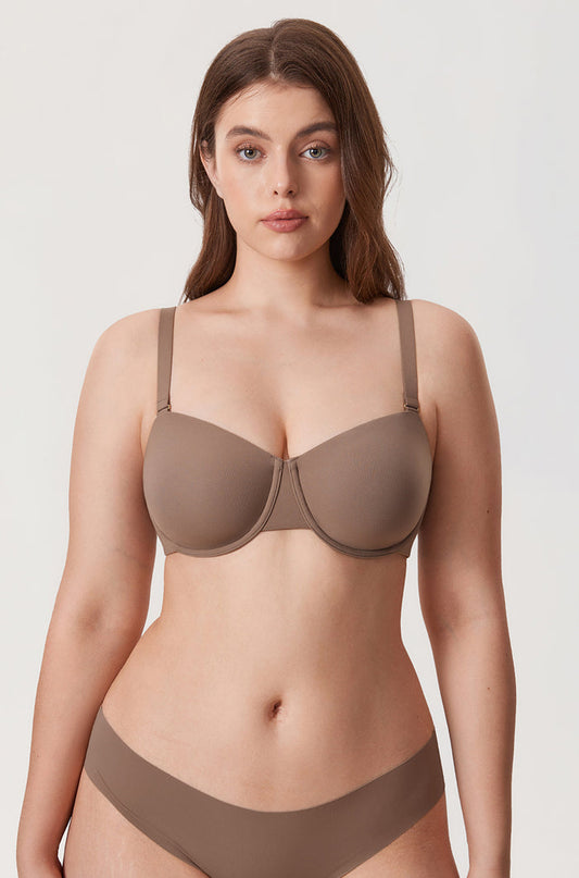 Women's Everyday Underwire Balconette Bra Brown Purple