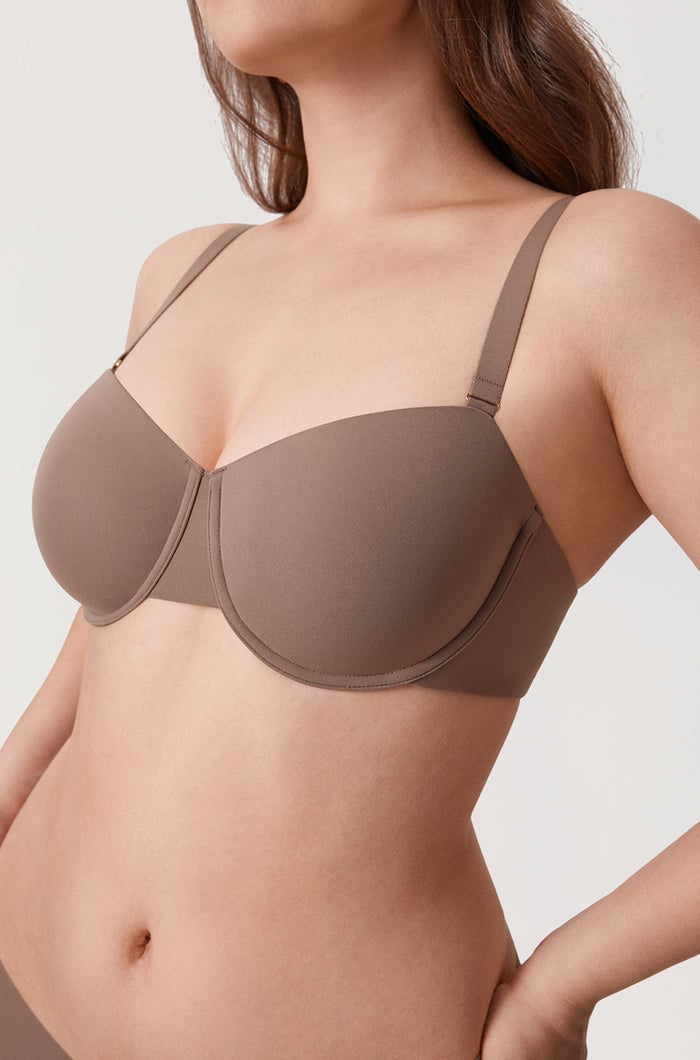 Women's Everyday Underwire Balconette Bra Brown Purple