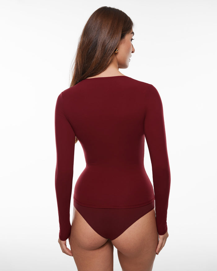 Inbarely® Soft Deep U Neck Long Sleeves Top
