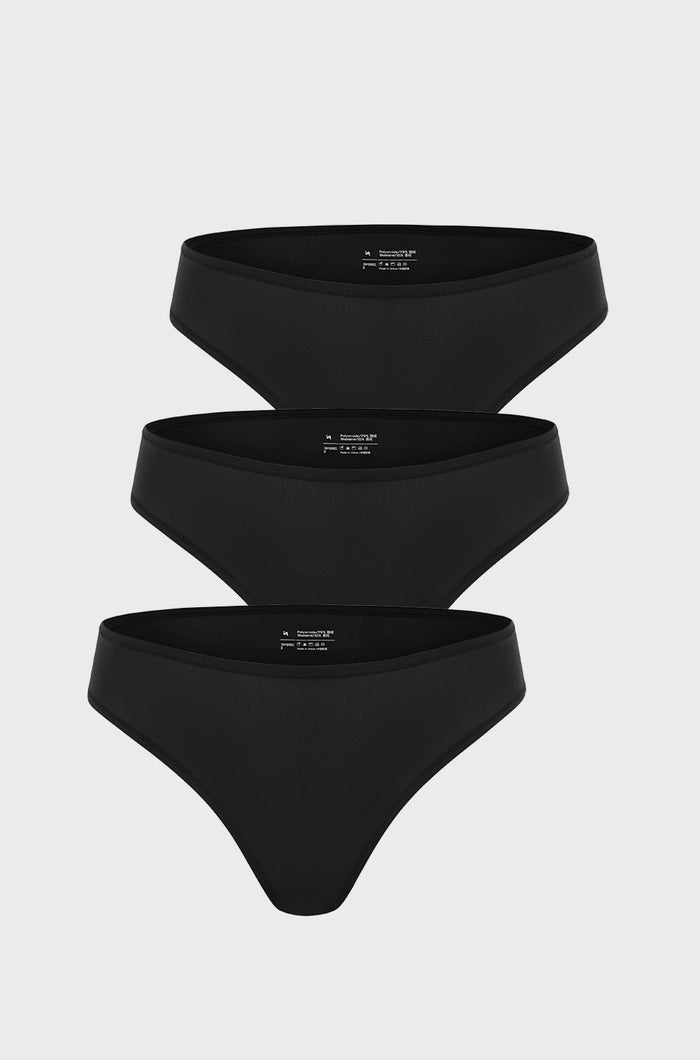 Women's Smooth High Cut Cheeky Briefs 3 Pack Black 3pack