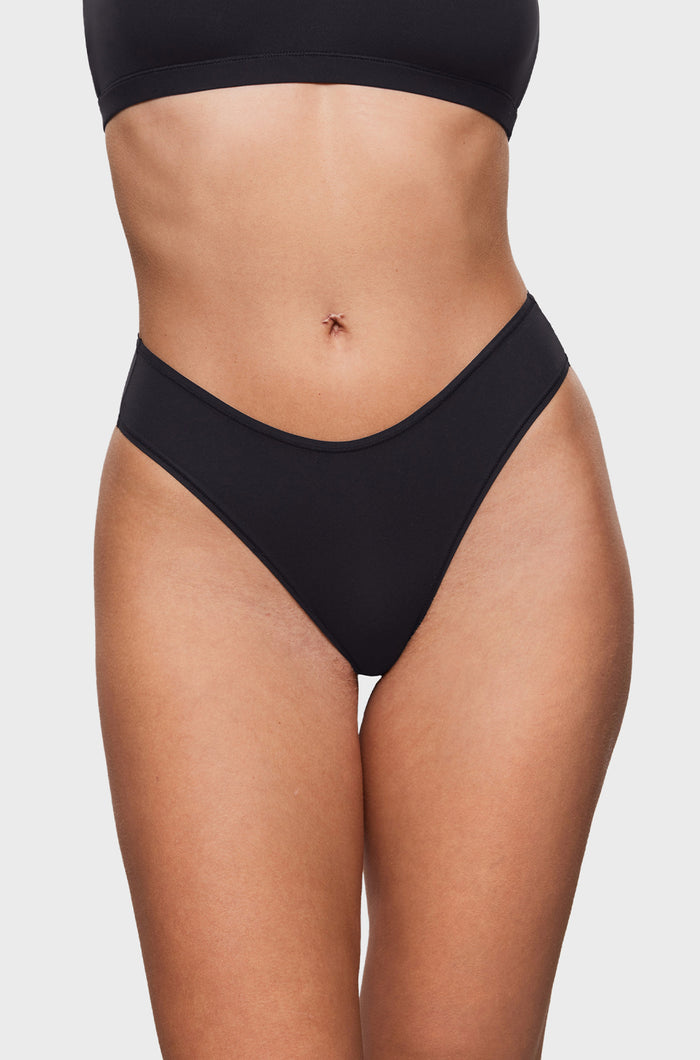 Women's Smooth High Cut Cheeky Briefs 3 Pack Black 3pack