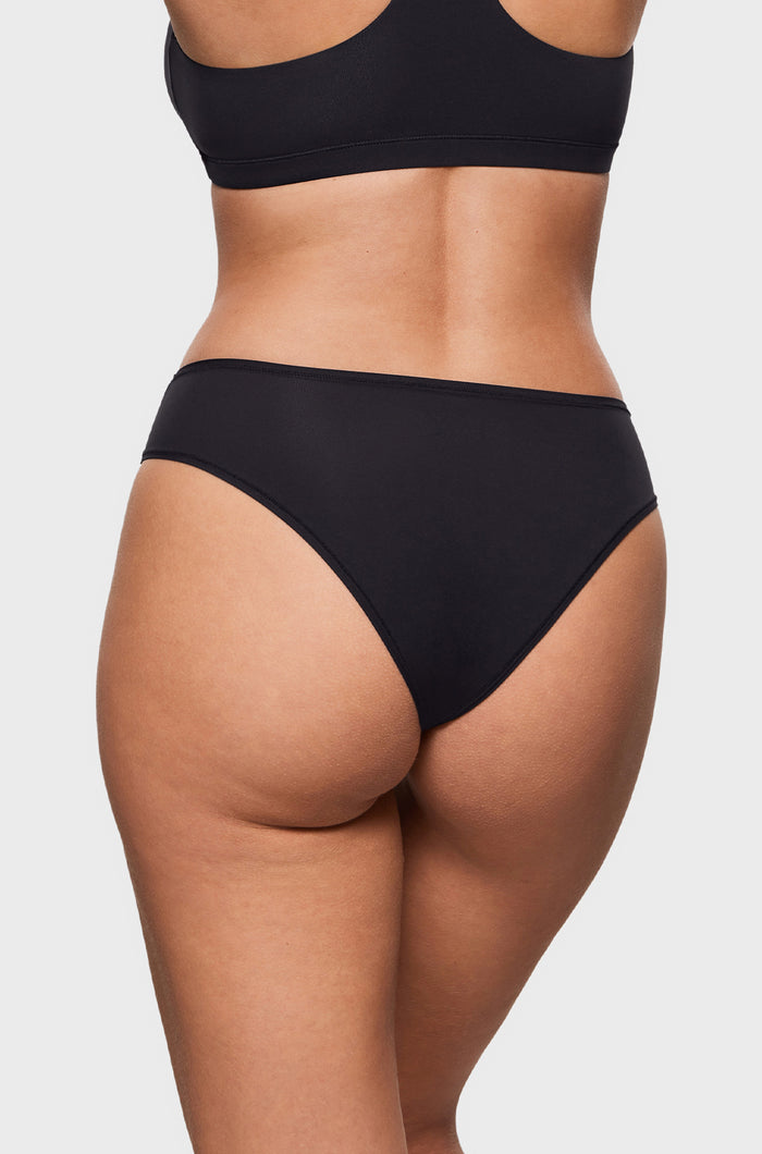 Women's Smooth High Cut Cheeky Briefs 3 Pack Black 3pack