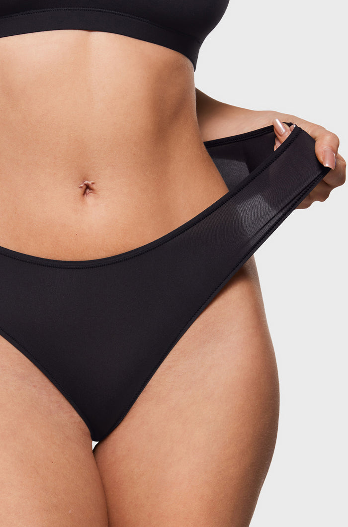 Women's Smooth High Cut Cheeky Briefs 3 Pack Black 3pack