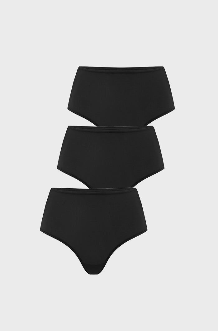 Women's Seamless High Rise Thongs 3 Pack Black 3pack