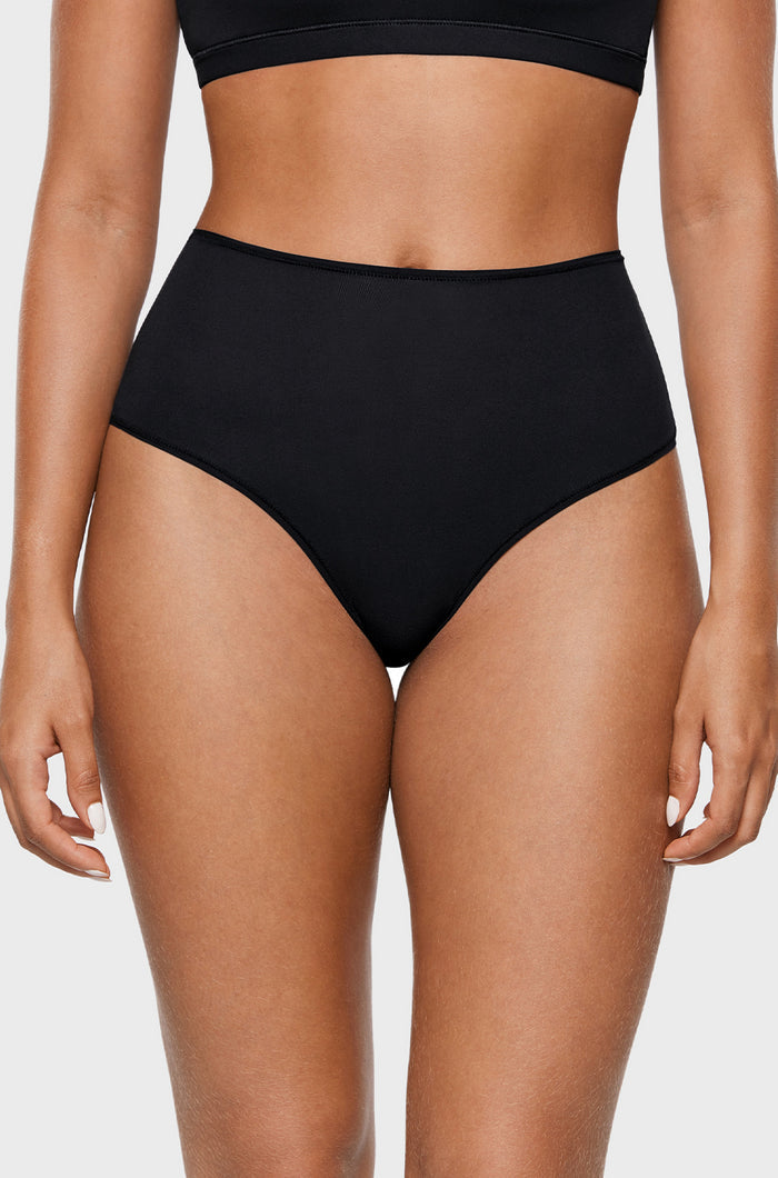 Women's Seamless High Rise Thongs 3 Pack Black 3pack