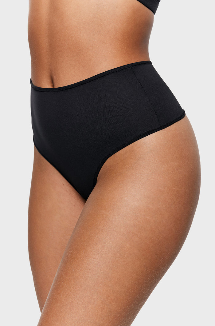 Women's Seamless High Rise Thongs 3 Pack Black 3pack