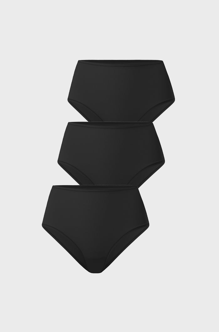 Women's Classic Mid Waist Full Briefs 3 Pack Black 3pack
