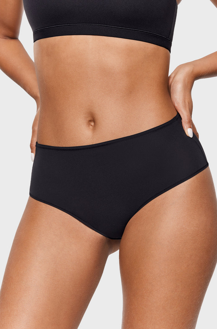 Women's Classic Mid Waist Full Briefs 3 Pack Black 3pack