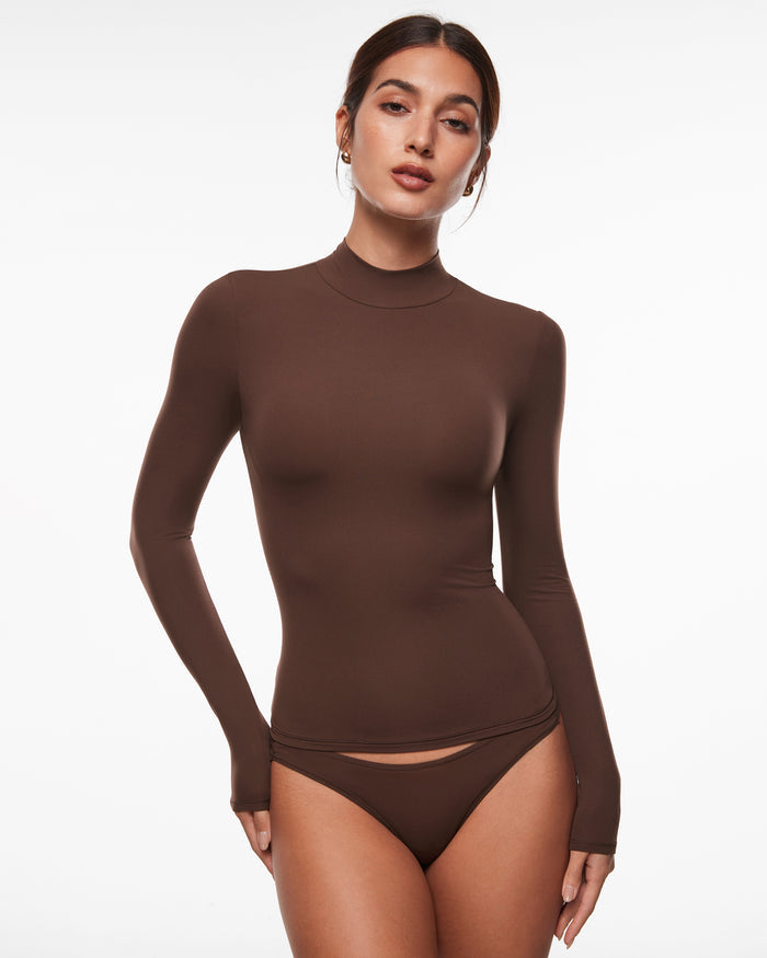Inbarely® Soft Mock Turtleneck Long Sleeve Top