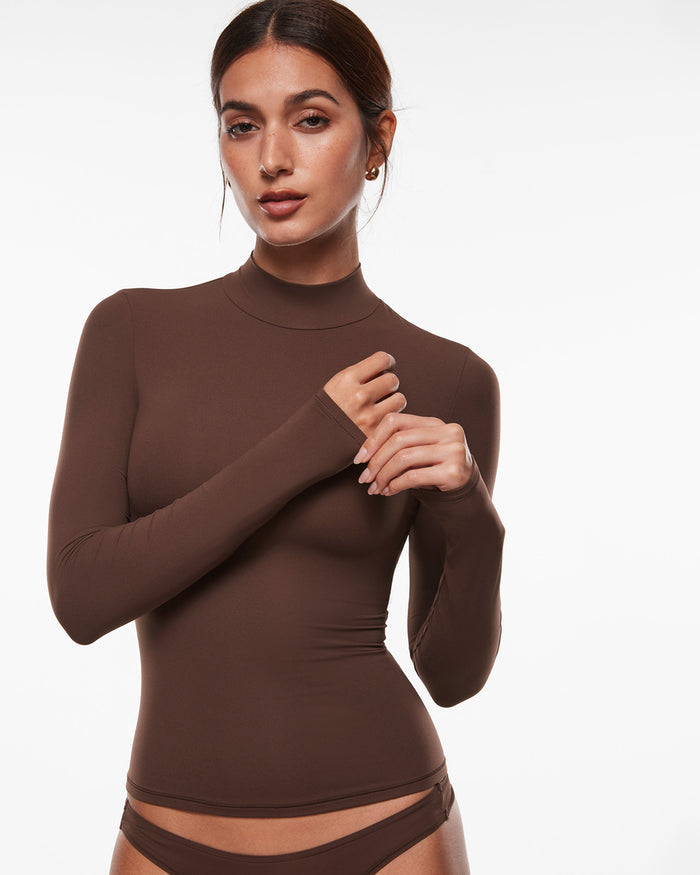 Inbarely® Soft Mock Turtleneck Long Sleeve Top