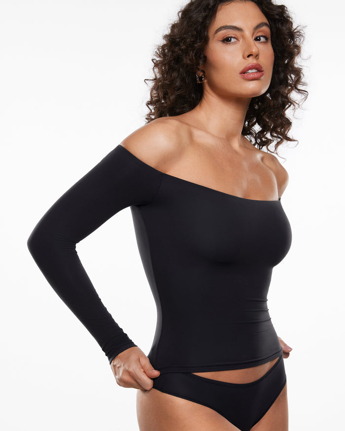 Inbarely® Soft Off The Shoulder Long Sleeve Top