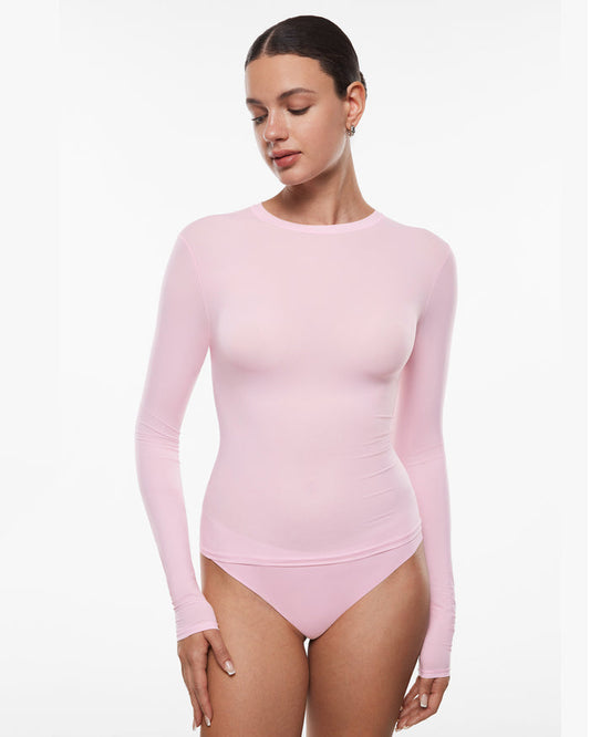 Women's Single-Layer Basic Long Sleeve Shirts Sweet Pink