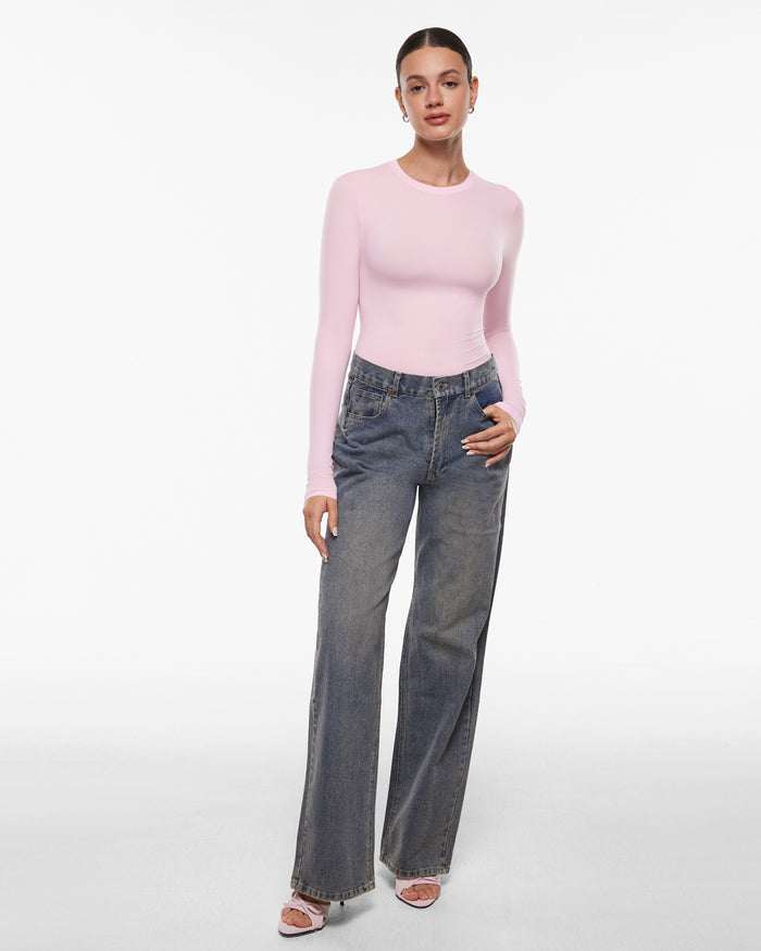 Women's Single-Layer Basic Long Sleeve Shirts Sweet Pink