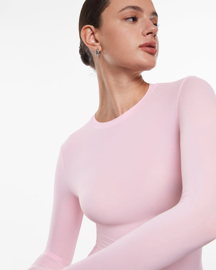 Women's Single-Layer Basic Long Sleeve Shirts Sweet Pink