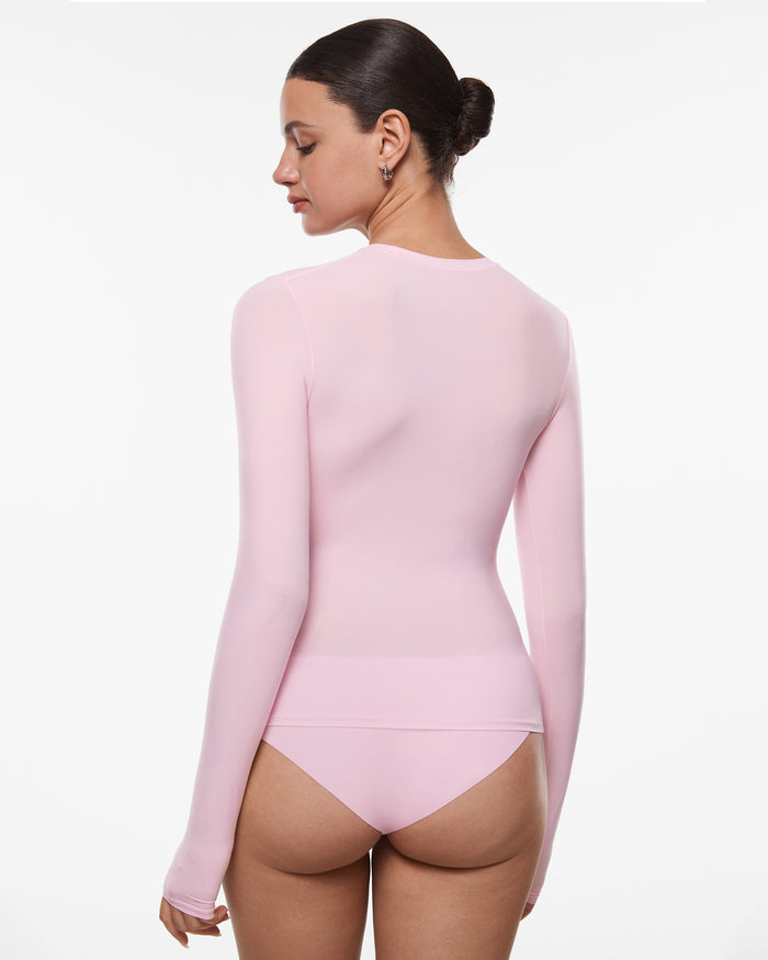 Women's Single-Layer Basic Long Sleeve Shirts Sweet Pink