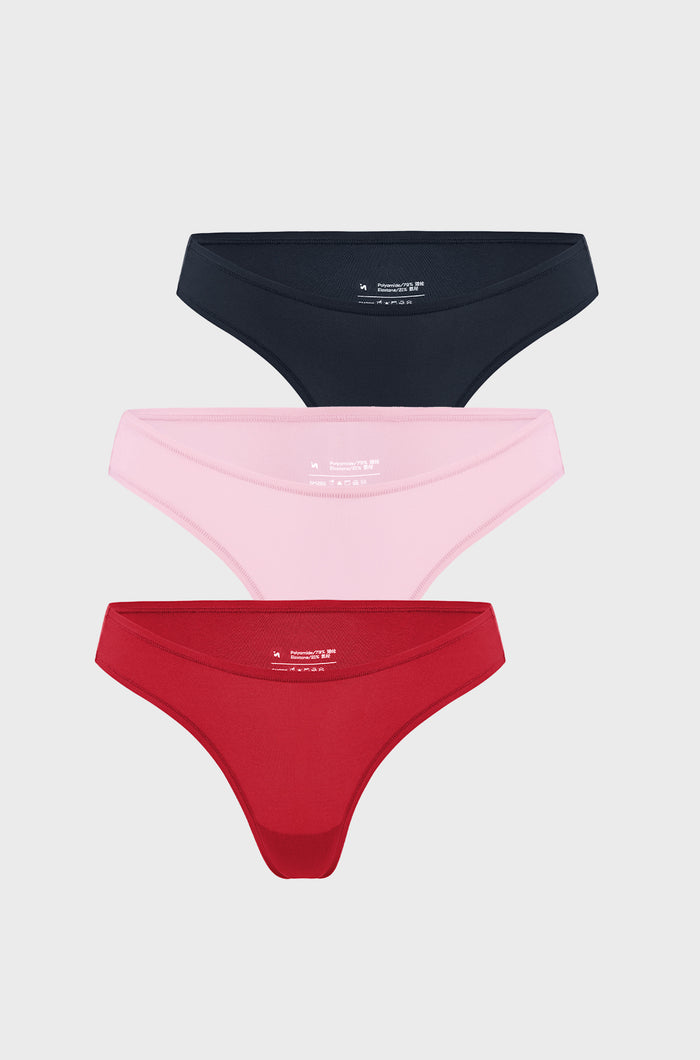 Women's V-shaped Low Rise Thongs 3 Pack Basic 6 (3pack)