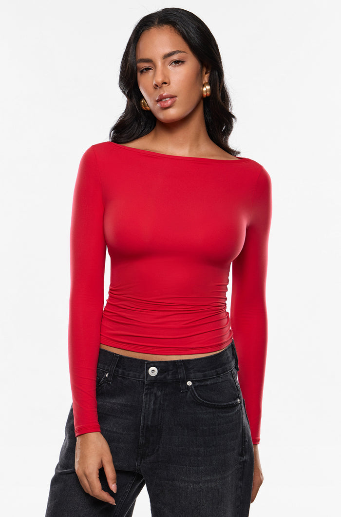 Inbarely Ultra Boat Neck Long Sleeve Shirts