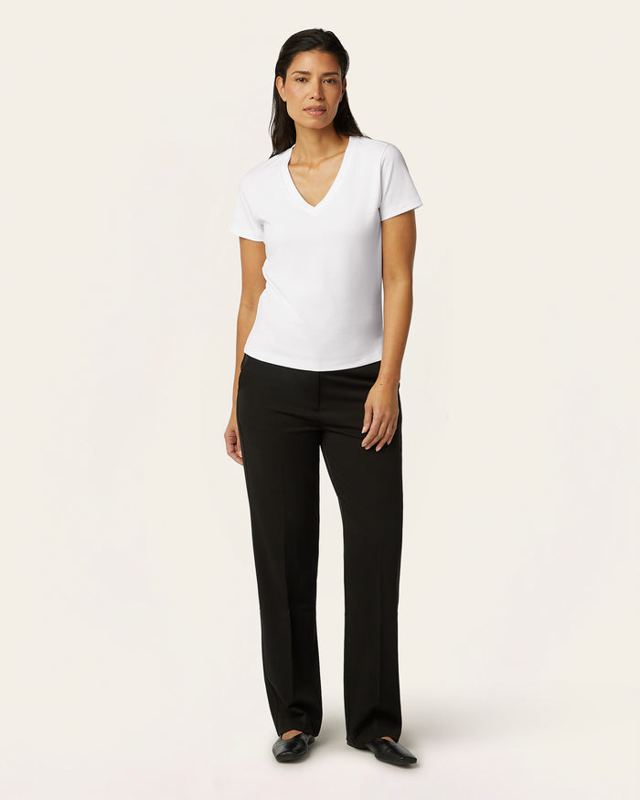 Interlock V-neck Slim T-shirt - White