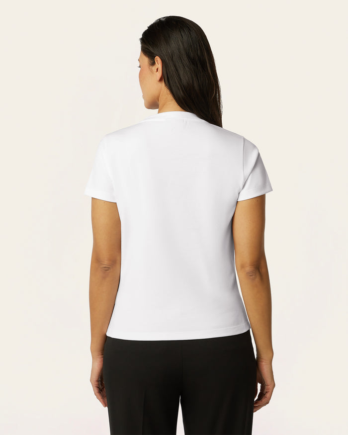 Interlock V-neck Slim T-shirt - White