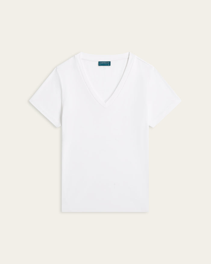 Interlock V-neck Slim T-shirt - White