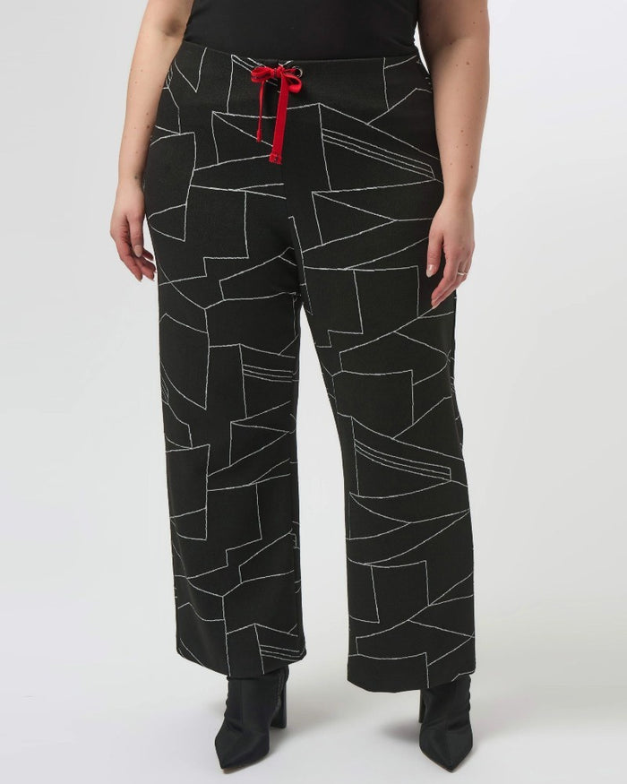 Jacquard Knit Abstract Print Wide-Leg Pants - Joseph Ribkoff
