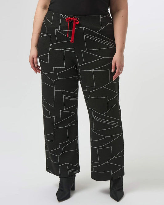 Jacquard Knit Abstract Print Wide-Leg Pants - Joseph Ribkoff