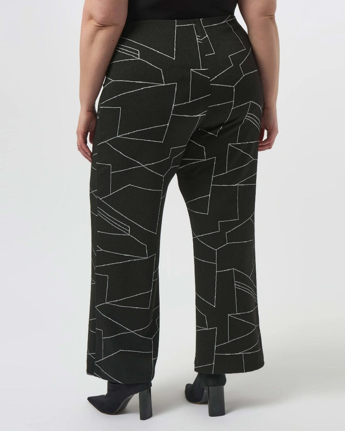 Jacquard Knit Abstract Print Wide-Leg Pants - Joseph Ribkoff