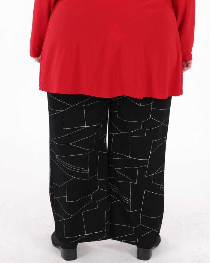 Jacquard Knit Abstract Print Wide-Leg Pants - Joseph Ribkoff