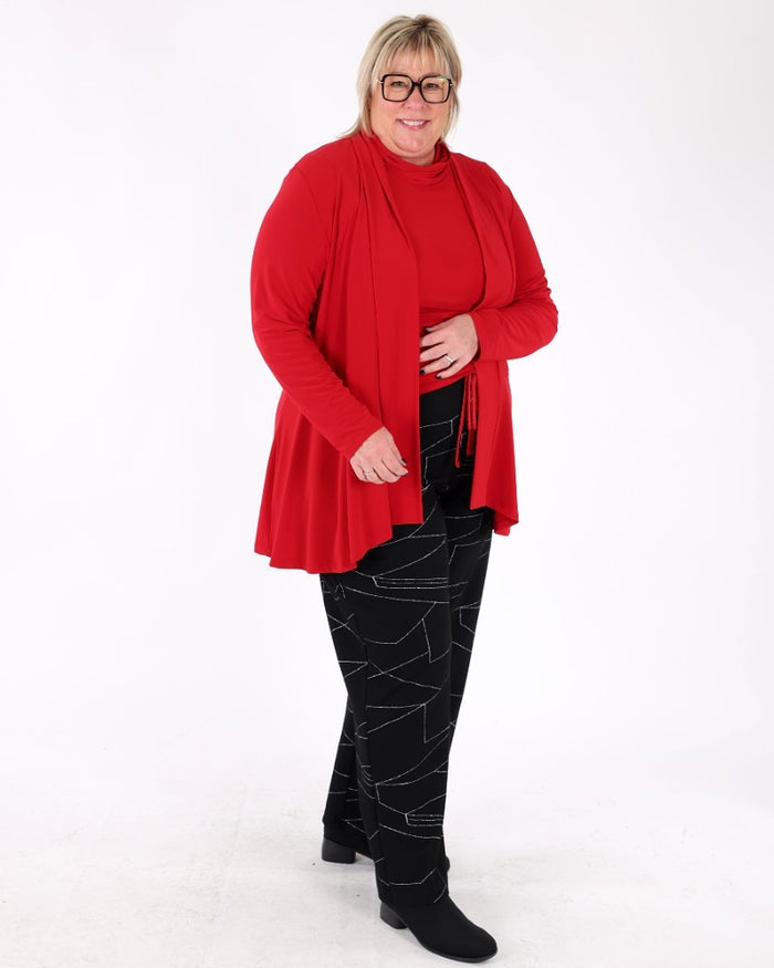 Jacquard Knit Abstract Print Wide-Leg Pants - Joseph Ribkoff