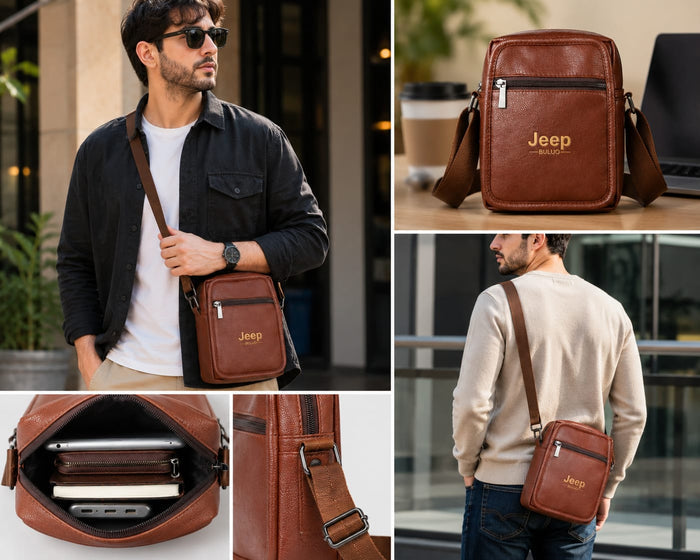 Jeep BULUO Men's Crossbody Sling Bag, Brown - ANS Laxury