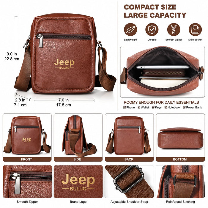 Jeep BULUO Men's Crossbody Sling Bag, Brown - ANS Laxury