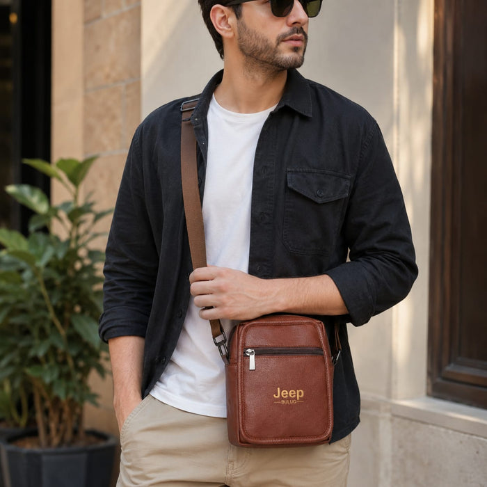 Jeep BULUO Men's Crossbody Sling Bag, Brown - ANS Laxury