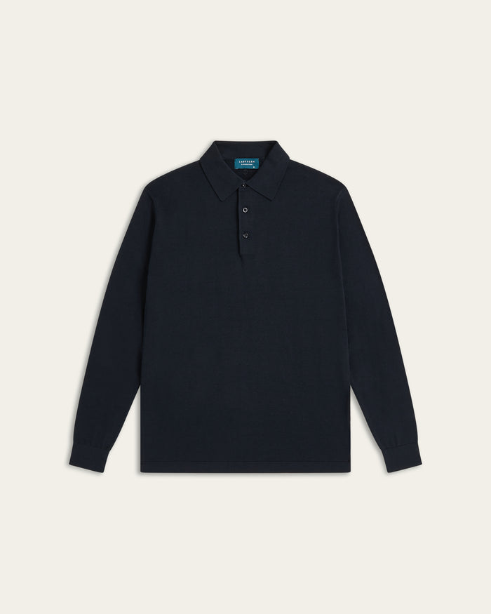 Knitted Long-sleeve Polo Navy