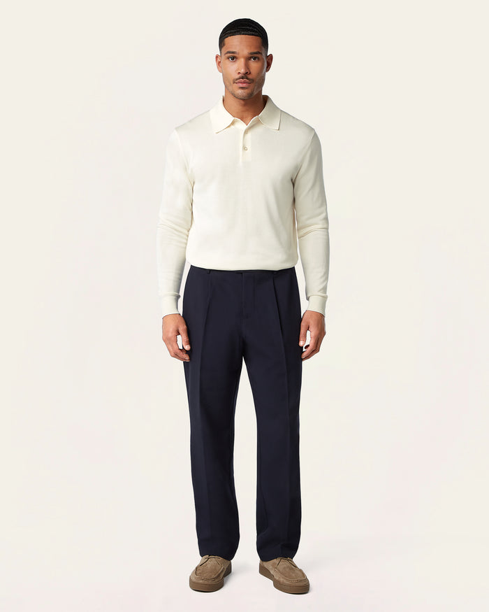 Knitted Long-sleeve Polo Off-white