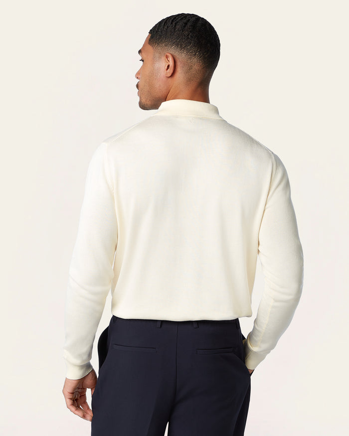 Knitted Long-sleeve Polo Off-white
