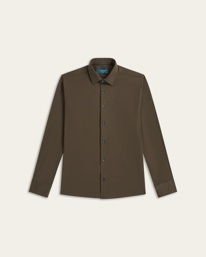 Knitted non-iron shirt Dark Brown