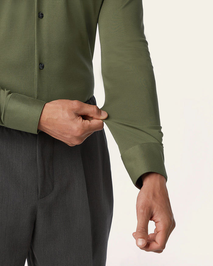 Knitted non-iron shirt Dark Olive