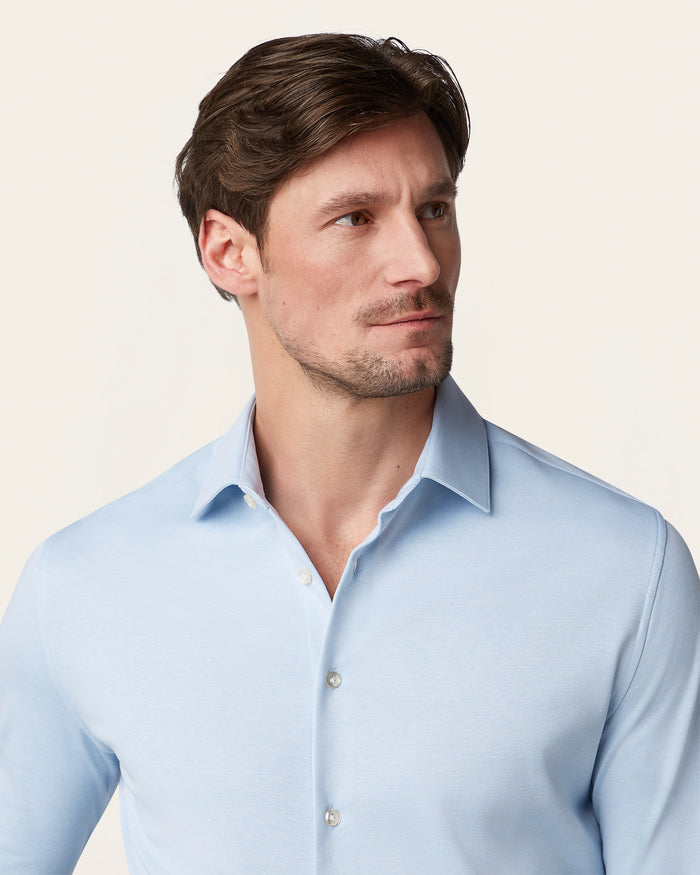 Knitted non-iron shirt Light Blue