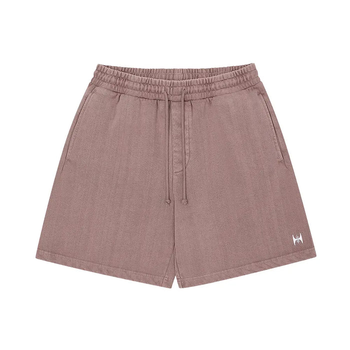 KRB Washed Embroidered Shorts 'Ash Burgundy'