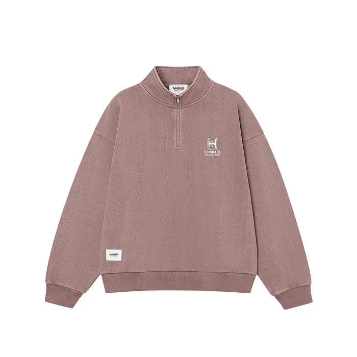 KRB Washed Embroidery Half Zip-Up 'Ash Burgundy'