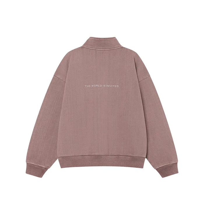 KRB Washed Embroidery Half Zip-Up 'Ash Burgundy'