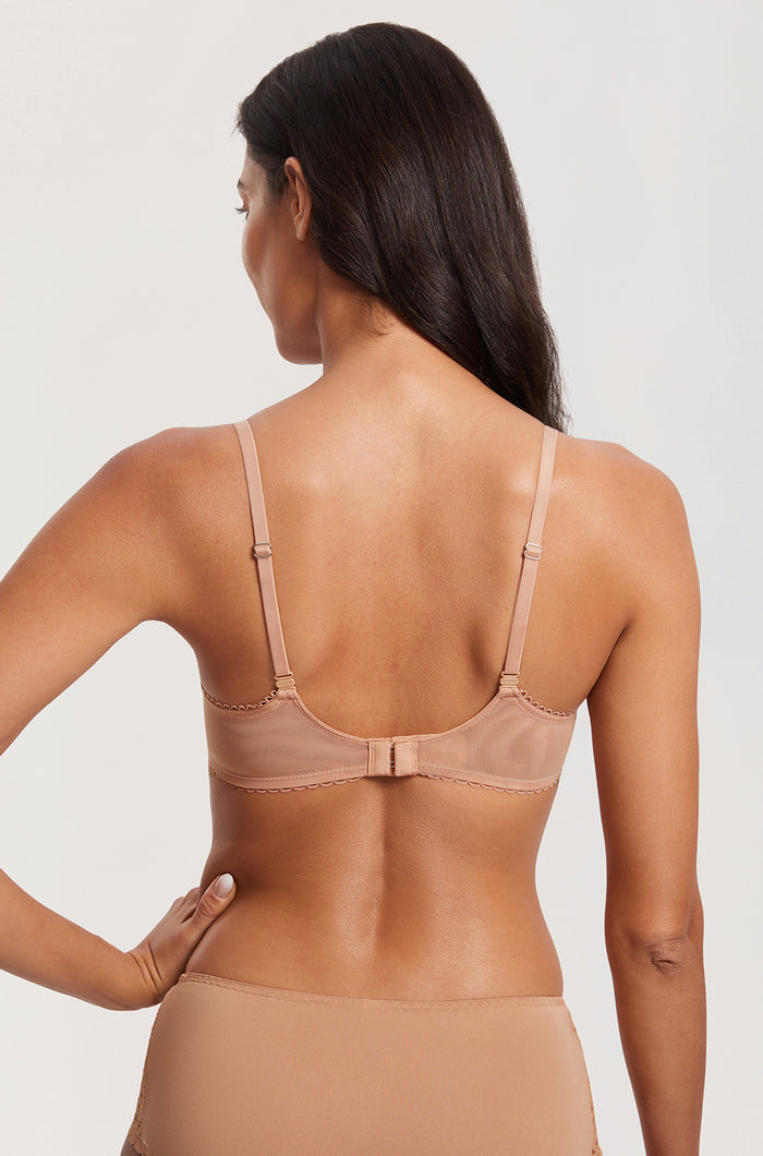 Women's Lace Balconette Underwire Bra Cream Coffee