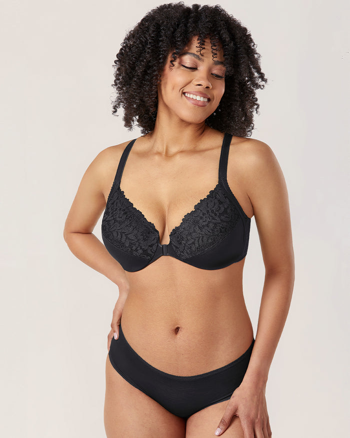 Women's Lace Front Closure Bra Black