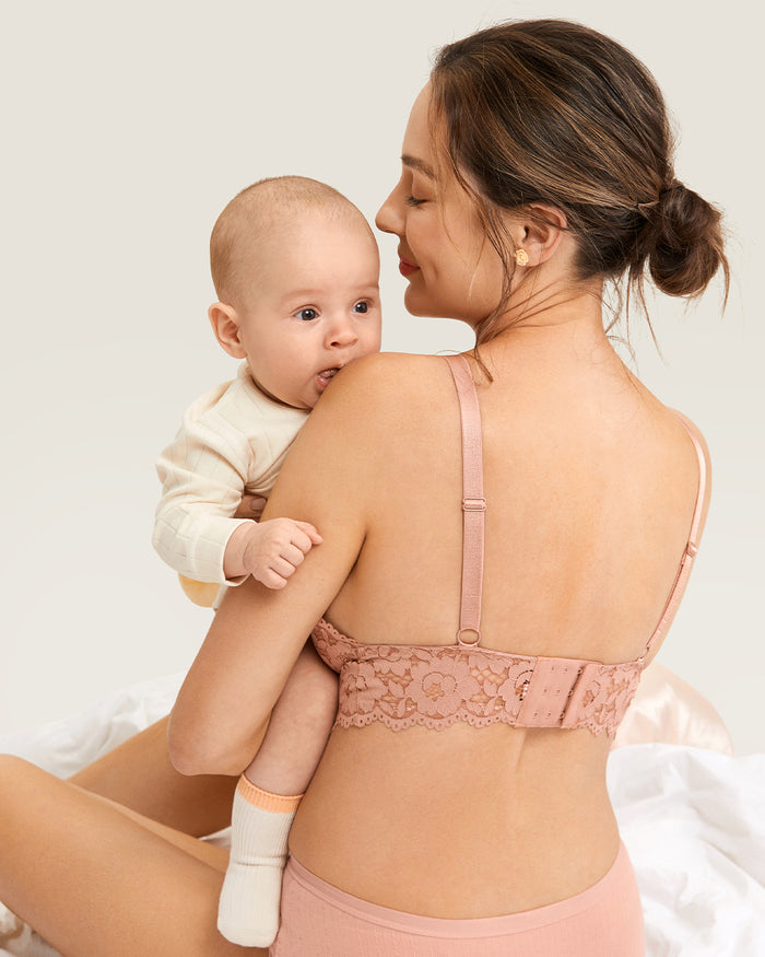 Women's Lace Nursing Bralette Cream Coffee