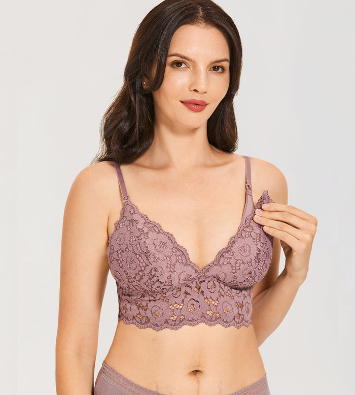 Women's Lace Nursing Bralette Rose Brown