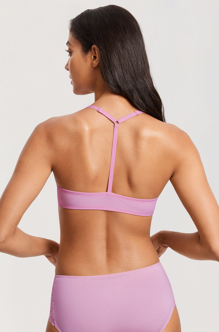 Women's Lacy Mesh Front Closure Bra Barbie Powder