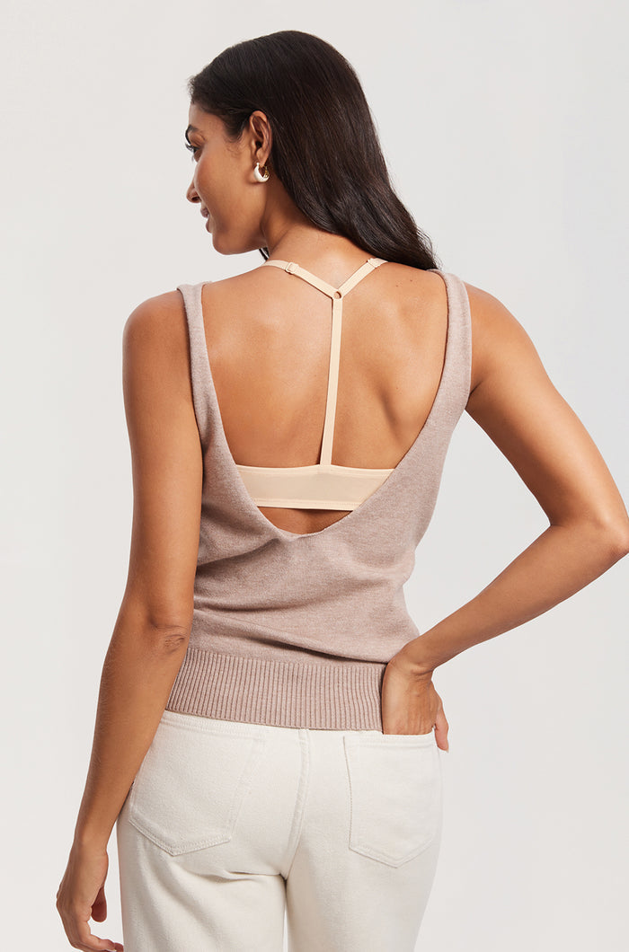 Women's Lacy Mesh Front Closure Bra Beige